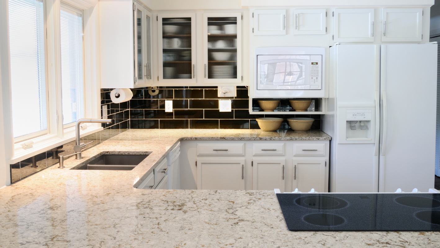 Refinished kitchen countertop and backsplash