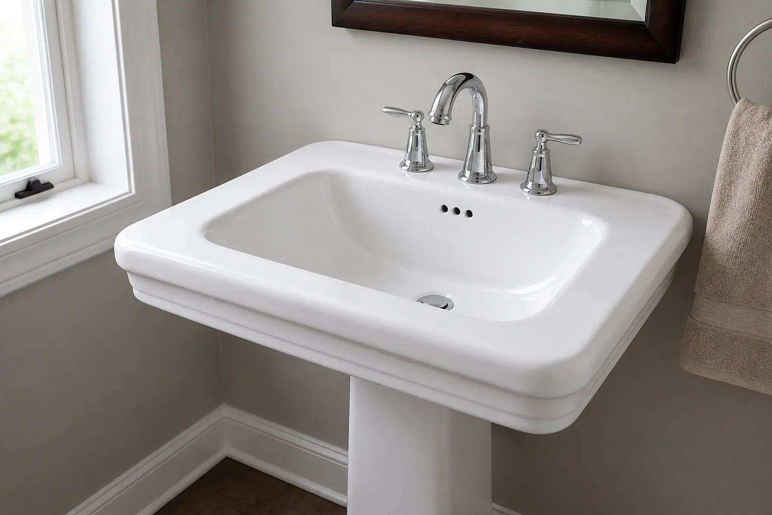 Smooth white refinished bathroom sink